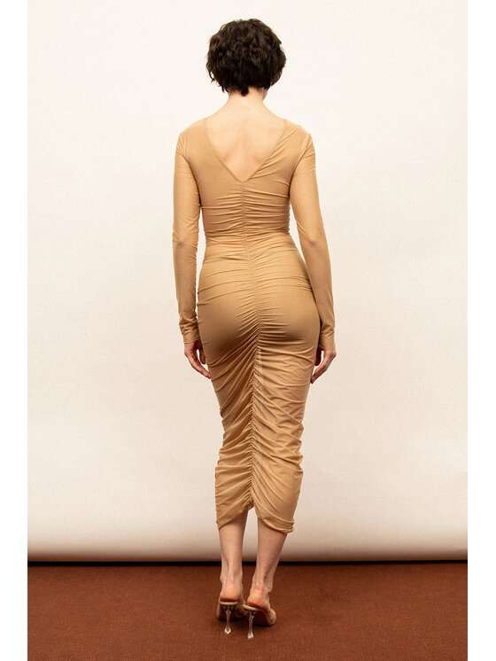 Nudyess Nudyess Abito da sera Naked z siateczki Beige Fitted Fit