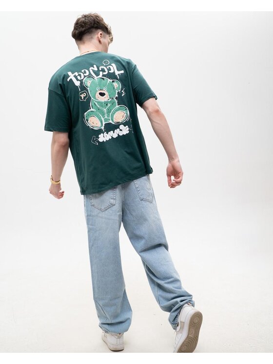 MyStars MyStars T-Shirt Koszulka Z Krótkim Rękawem Męska Ciemna Zielona MyStars Too Cool Miś S Zielony Regular Fit