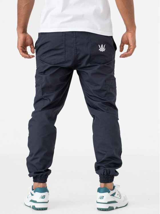 Jigga Wear Jigga Wear Spodnie materiałowe Spodnie Materiałowe Jogger Bojówki Ze Ściągaczem Grantowe Jigga Wear Crown Ripstop Cargo L Granatowy Jogger Fit