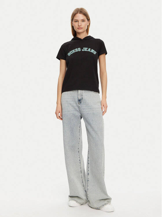 Guess Guess Tričko W5GP28 J1314 Čierna Regular Fit