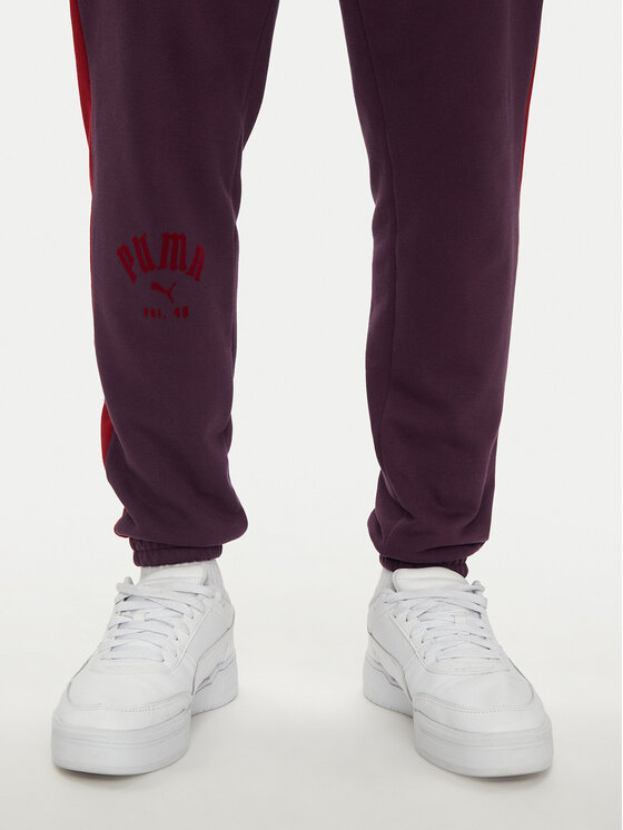 Puma Puma Spodnie dresowe T7 PLAY.PARIS 626768 44 Bordowy Regular Fit