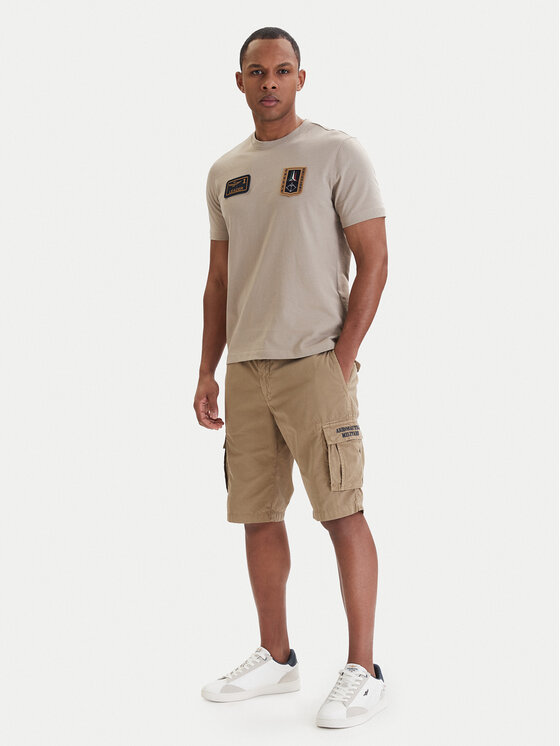 Aeronautica Militare Aeronautica Militare Auduma šorti 261BE0066UCT01122 Bēšs Regular Fit