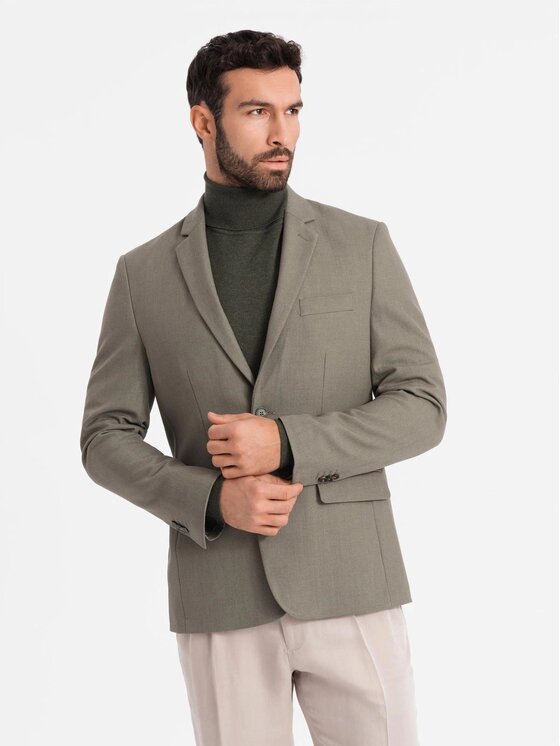 Ombre Ombre Sako OM-BLZB-0135 Zelená Slim Fit