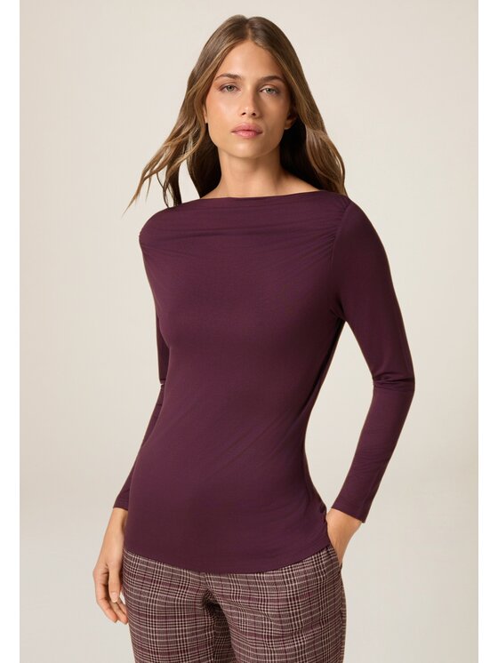 Oltre Oltre T-shirt G093J004548N036 Bordeaux Regular Fit