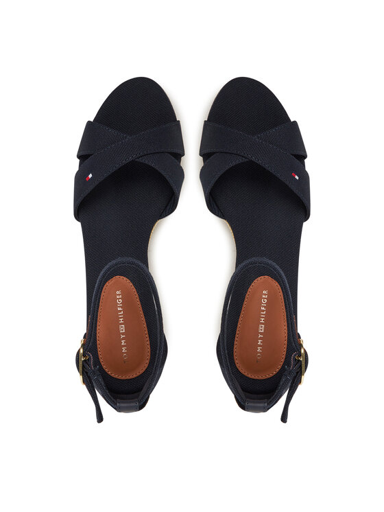 Tommy Hilfiger Tommy Hilfiger Sandały Flag Criss-Cros Mid Wedge Espad FW0FW08481 Granatowy