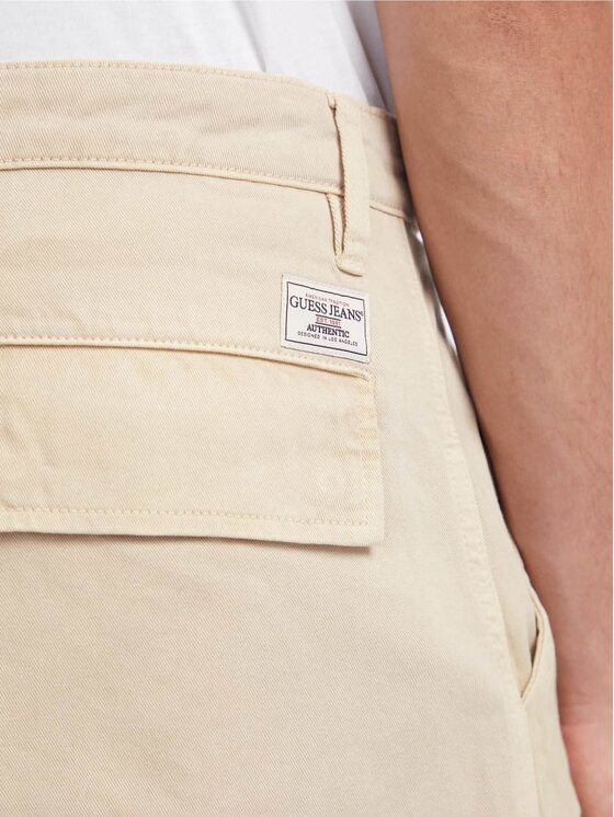 Guess Jeans Guess Jeans Kalhoty z materiálu 165505 Béžová Regular Fit
