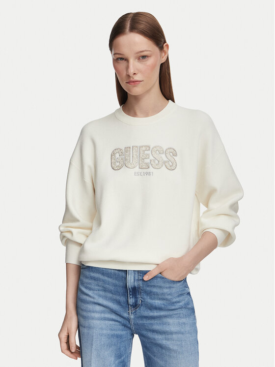 Guess Pulover W6YR30 Z0978 Crem Regular Fit