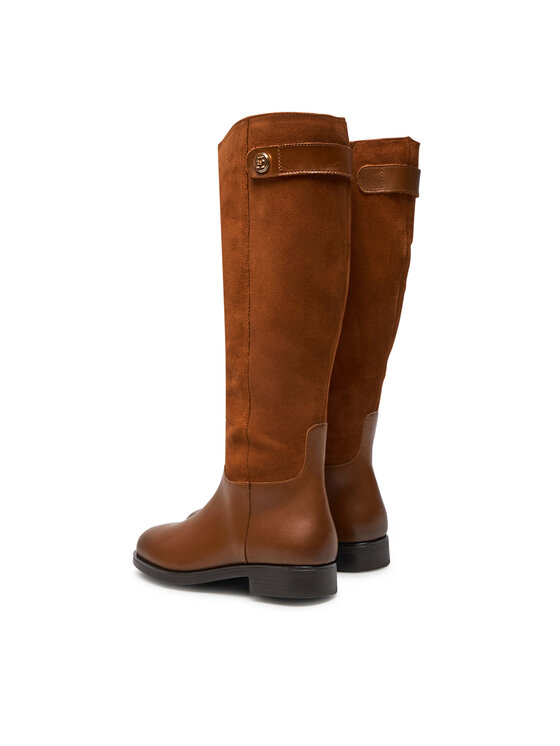 Tommy Hilfiger Tommy Hilfiger Oficerki Th Stud Leather Mix Long Boot FW0FW08341 Brązowy