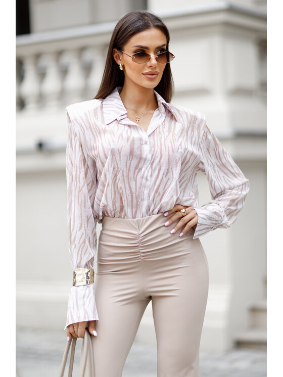 LilaLou LilaLou Koszula Camilla Beżowy Regular Fit