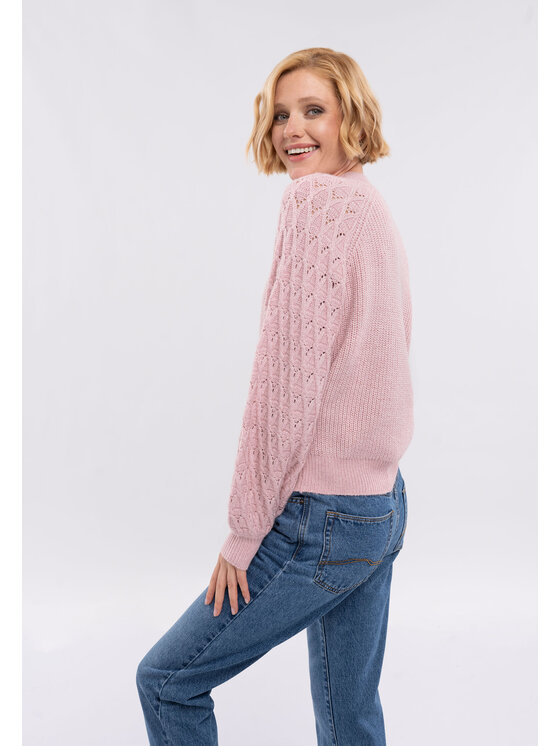 Volcano Volcano Sweter S-LUCA Różowy Regular Fit