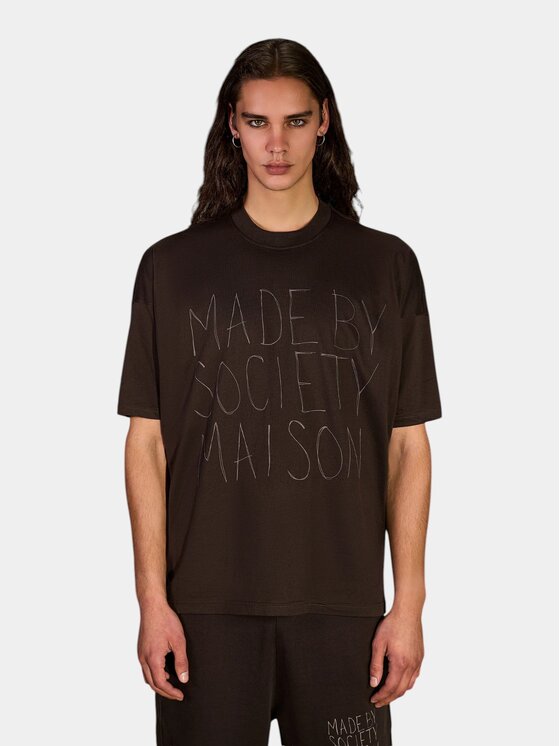MADE BY SOCIETY MADE BY SOCIETY T-Shirt EARTHEN - T17536 Brązowy Basic Fit