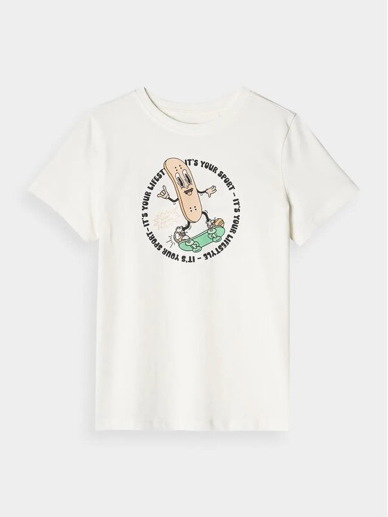 4F 4F T-Shirt 4FJRSS25TTSHM2566-11S Biały Regular Fit