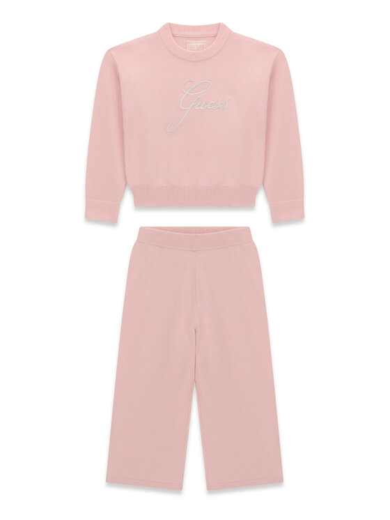 Guess Guess Komplet pulover in hlače iz blaga K6BG04 Z1291 Svetlo rožnata Regular Fit