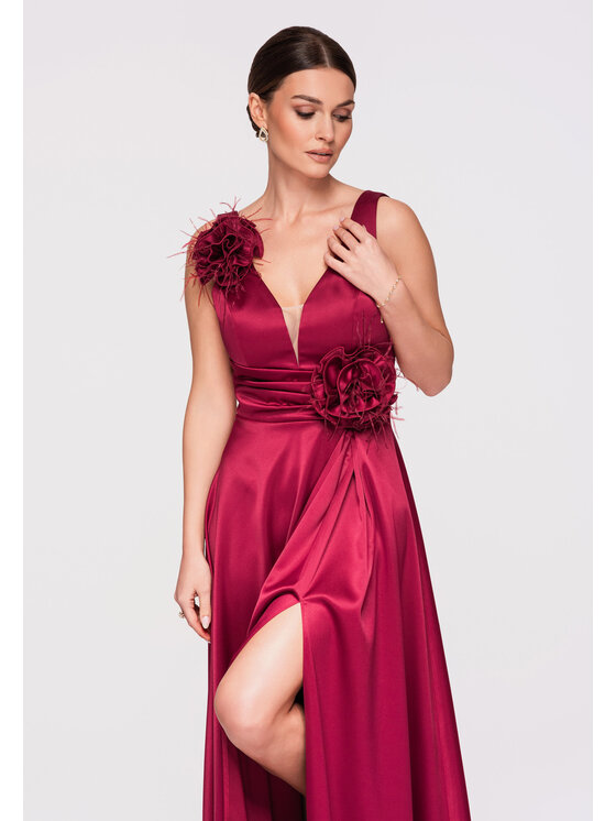 Ombre Ombre Sukienka wieczorowa LA-OM-DLR269 Bordowy Regular Fit