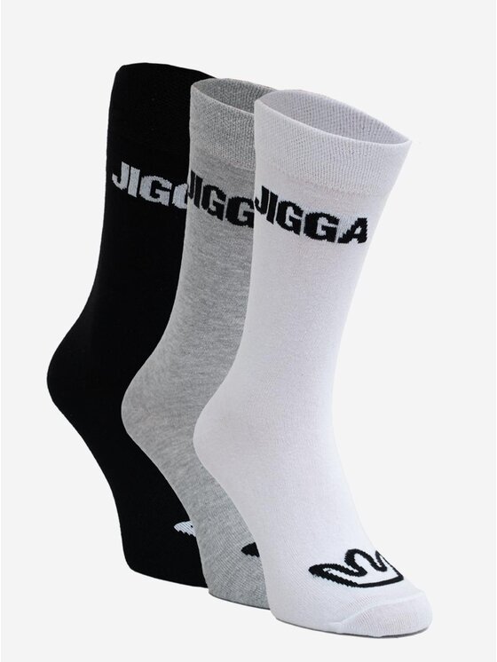 Jigga Wear Jigga Wear Skarpety długie Zestaw 3 Par Długich Skarpet Czarne / Białe / Szare Jigga Wear Classic Name uni Kolorowy