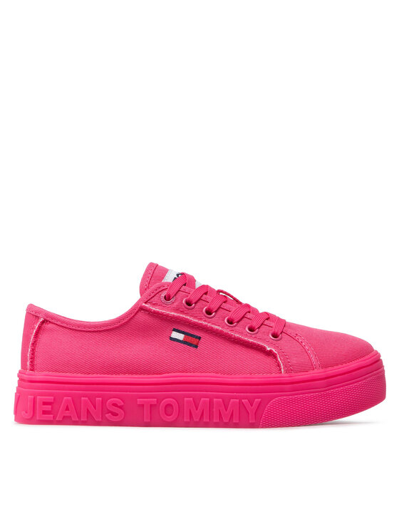 Teniși Tommy Jeans Mono Color Flatform EN0EN01823 Pink Alert THW