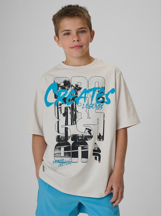4F 4F T-Shirt SKATE & RIDE Szary jasny Loose Fit