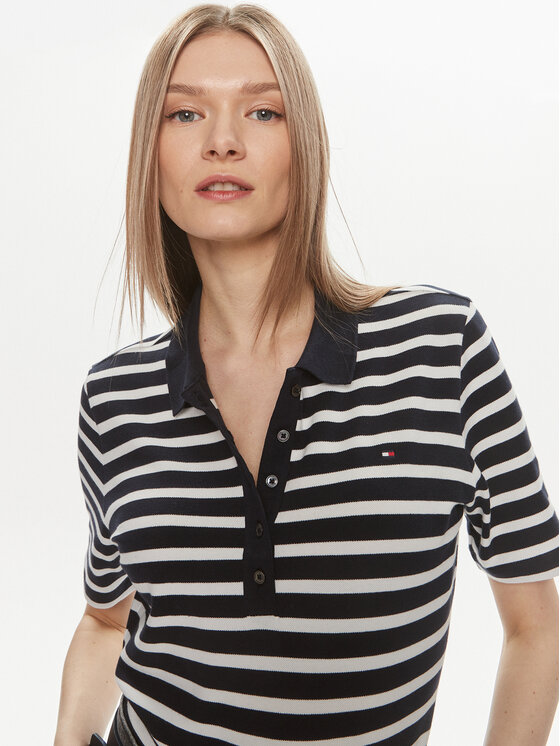 Tommy Hilfiger Tommy Hilfiger Тениска с яка и копчета 1985 WW0WW39531 Бял Regular Fit