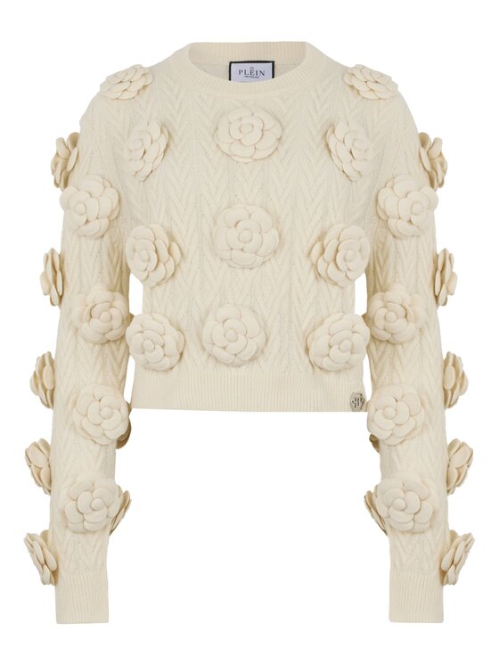 PHILIPP PLEIN PHILIPP PLEIN Sweter 31415 Biały Regular Fit