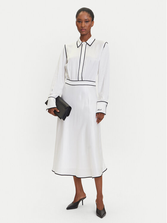 KARL LAGERFELD KARL LAGERFELD Рокля тип риза A3W13021 Екрю Regular Fit