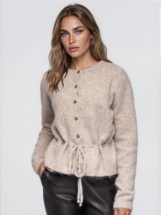 Ombre Ombre Kardigan OW-SW-E0068 Beżowy Regular Fit