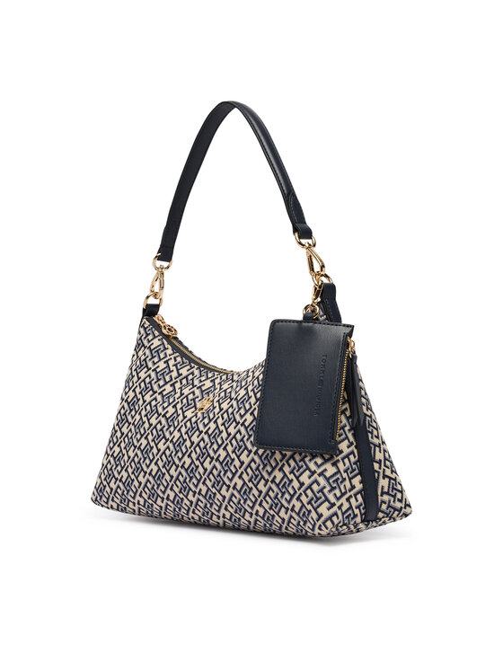 Tommy Hilfiger Tommy Hilfiger Дамска чанта Th Icon Shoulder Bag Jacquard AW0AW18907 Тъмносин