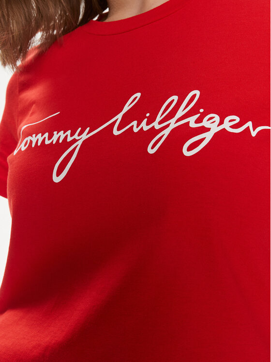 Tommy Hilfiger Tommy Hilfiger Tricou Signature WW0WW41674 Roșu Regular Fit