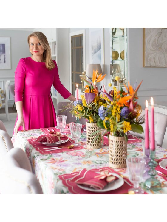 Roseberry Home Roseberry Home Serwetki haftowane Magenta Onde Różowy