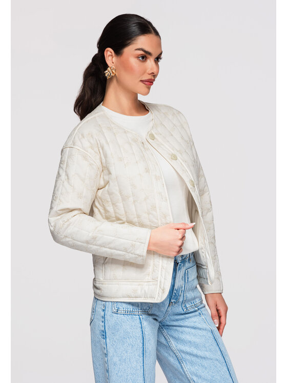 Ombre Ombre Kurtka przejściowa OW-JALP-0125 Kremowy Regular Fit