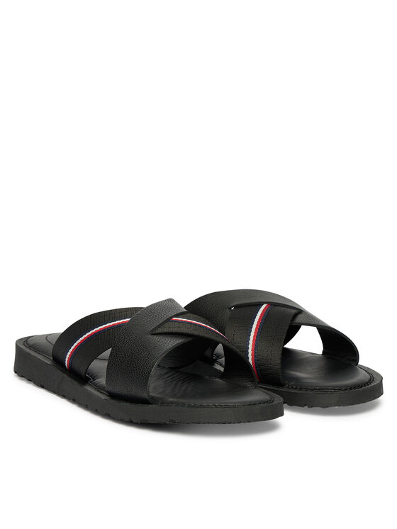 Tommy Hilfiger Tommy Hilfiger Klapki Core Hilfiger Lth Criss C Sandal FM0FM05783 Czarny