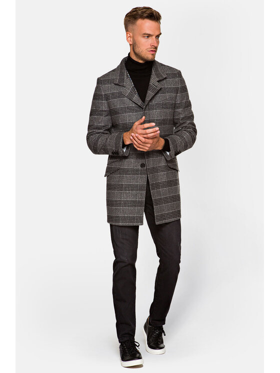 Lancerto Lancerto Płaszcz wełniany Halton Szary Regular Fit