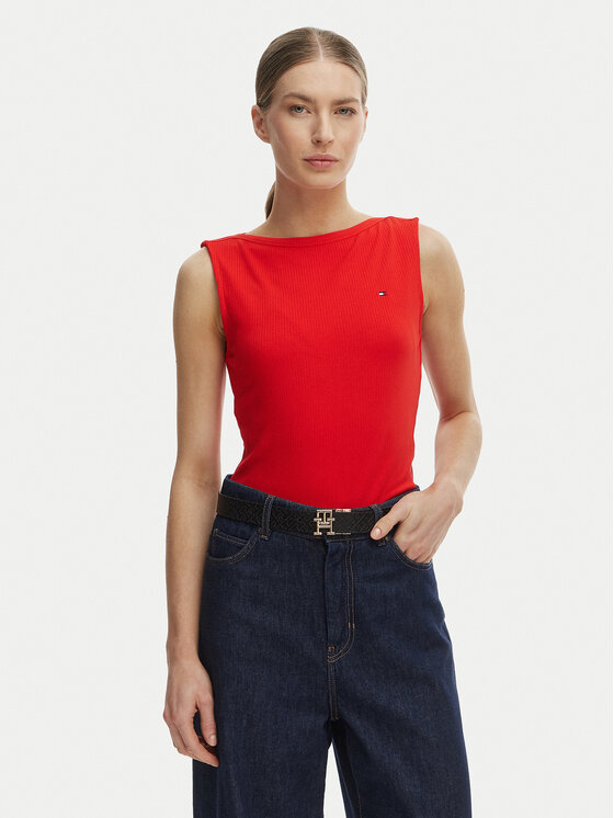 Tommy Hilfiger Top WW0WW47807 Portocaliu Slim Fit