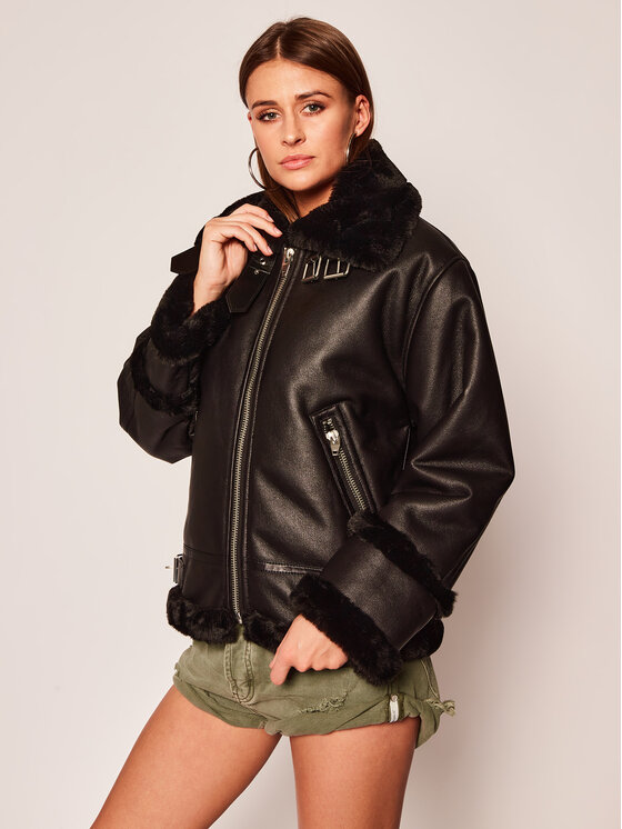 The Kooples The Kooples Куртка зі штучної шкіри Bounded Fake Fur FFOU19045S Чорний Regular Fit