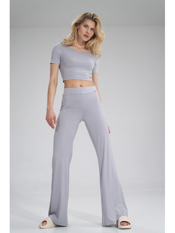 FIGL FIGL Spodnie damskie M749 Szary Regular Fit