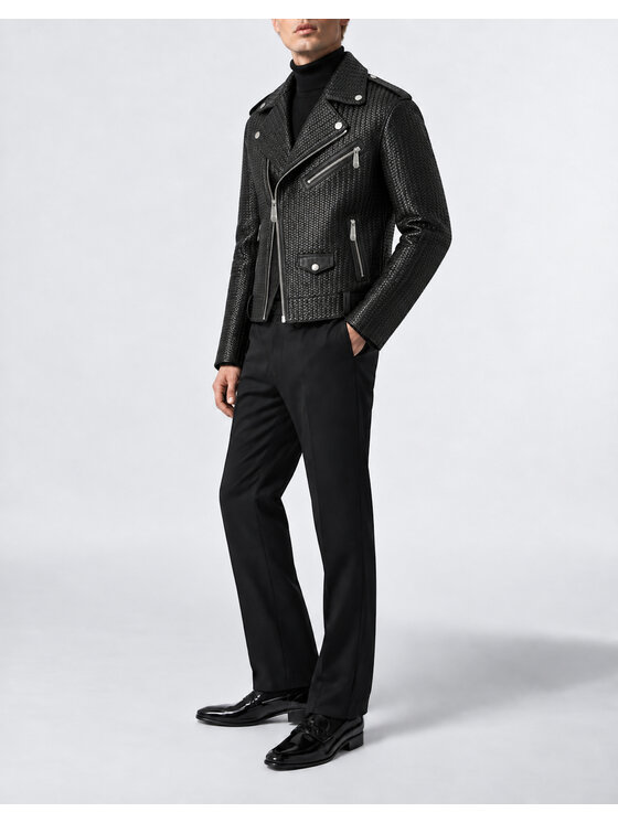 PHILIPP PLEIN PHILIPP PLEIN Kurtka skórzana 31049 Czarny Slim Fit