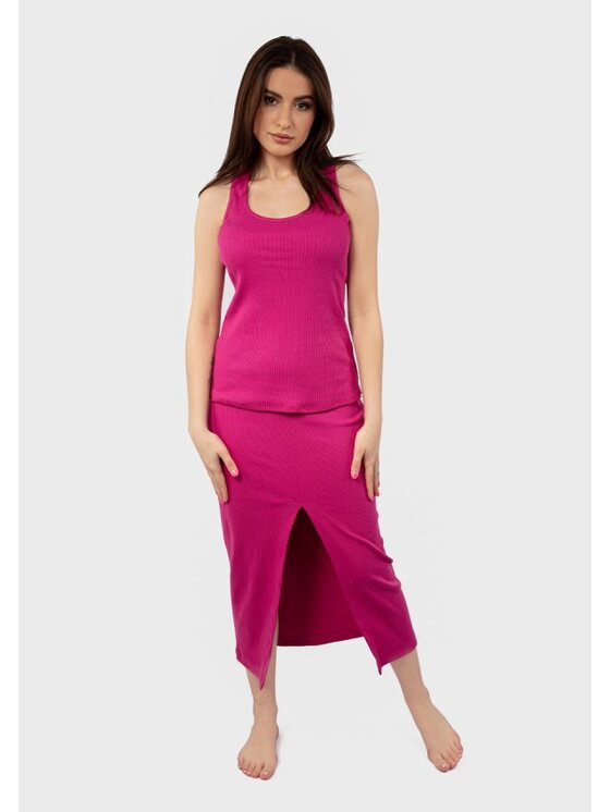 DKaren Sport DKaren Sport Komplet bluzka i spódnica DK-K-P1 Różowy Slim Fit
