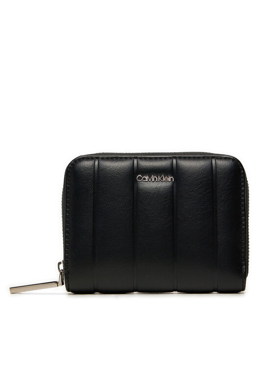 Calvin Klein Portafoglio piccolo da donna Line Quilt Medium Zip Around K60K613066 Nero, taglia : 00