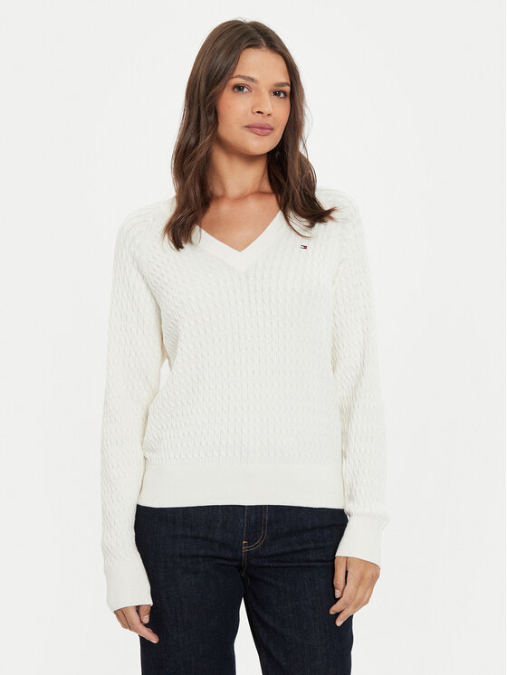 Tommy Hilfiger Tommy Hilfiger Džemper WW0WW43093 Écru Regular Fit