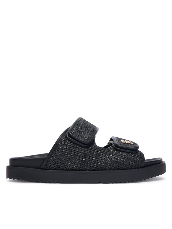 Tommy Hilfiger Tommy Hilfiger Παντόφλες Double Strap Raffia FW0FW09122 Μαύρο