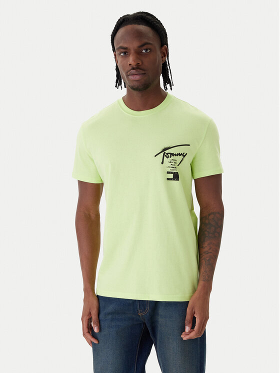 Tommy Jeans Tommy Jeans T-Shirt City Sign DM0DM22553 Zielony Regular Fit