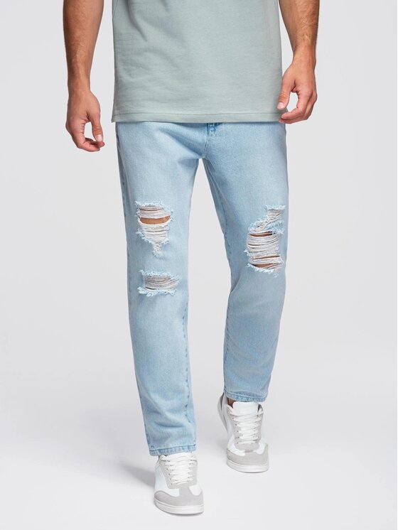 Ombre Ombre Jeansy OM-PADP-0250 Niebieski Carrot Fit