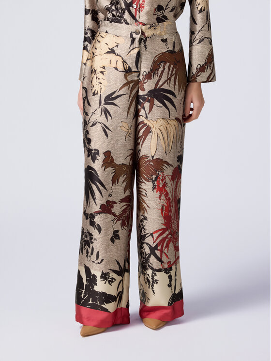 Oltre Oltre Spodnie materiałowe P276J002364N0R2 Kremowy Baggy Fit
