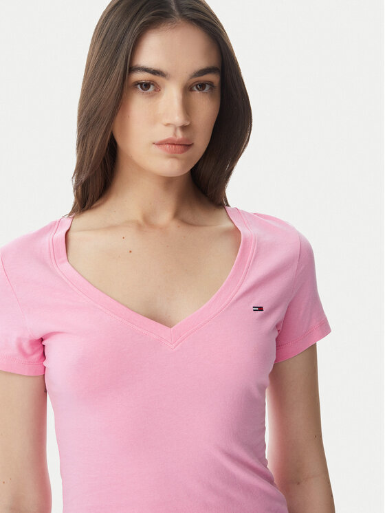 Tommy Jeans Tommy Jeans T-krekls DW0DW20458 Gaiši rozā Slim Fit