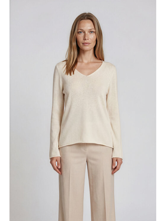 Fobya Fobya Bluzka F3035 Kremowy Basic Fit