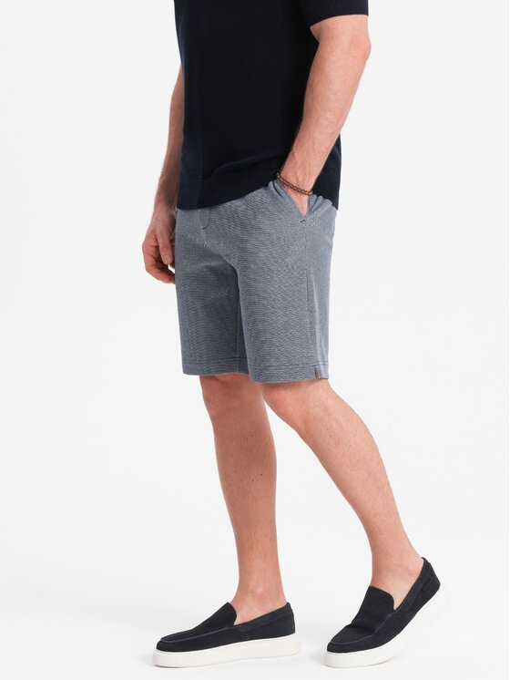 Ombre Ombre Šortky z materiálu OM-SRCS-0127 Tmavomodrá Slim Fit