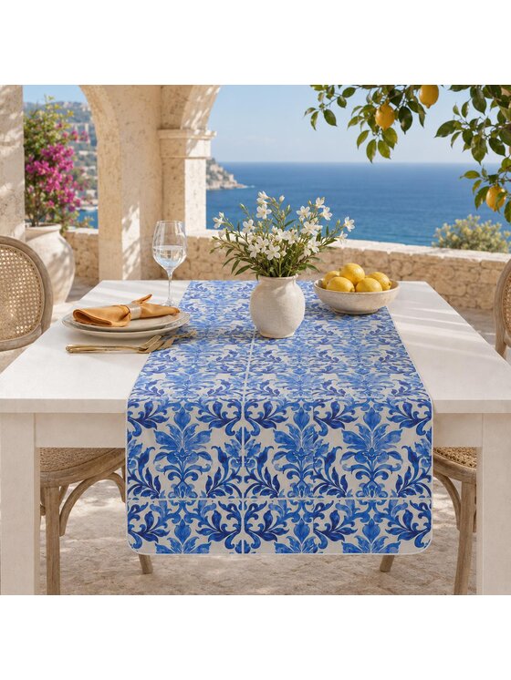 Roseberry Home Roseberry Home Bieżnik dwustronny Majolica Blue & Dandy Blue Niebieski