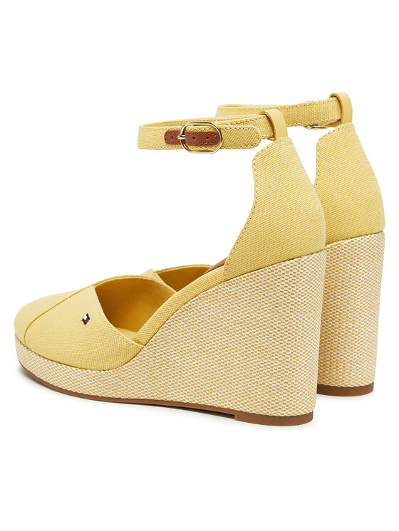 Tommy Hilfiger Tommy Hilfiger Półbuty Flag High Wedge Espad Closed Toe FW0FW08494 Żółty