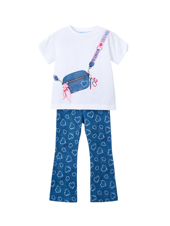 Mayoral Set tricou și leggings 3730 Alb Regular Fit