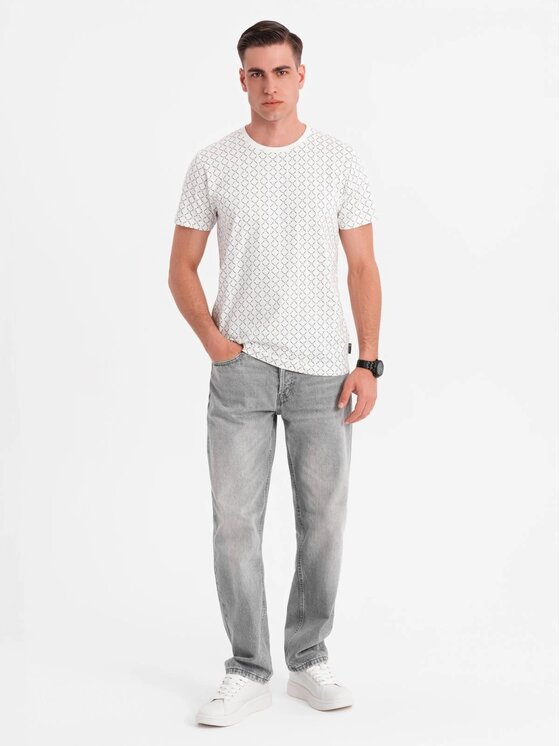 Ombre Ombre T-Shirt OM-TSFP-0250 Biały Regular Fit