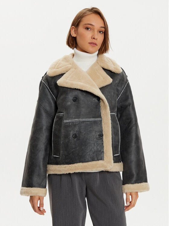 Karen by Simonsen Karen by Simonsen Кожено яке Reio 10105187 Сив Regular Fit